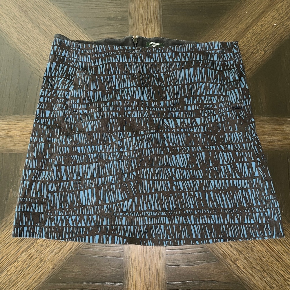 J.Crew Cotton Black Blue Abstract Mini Skirt Geometric Print